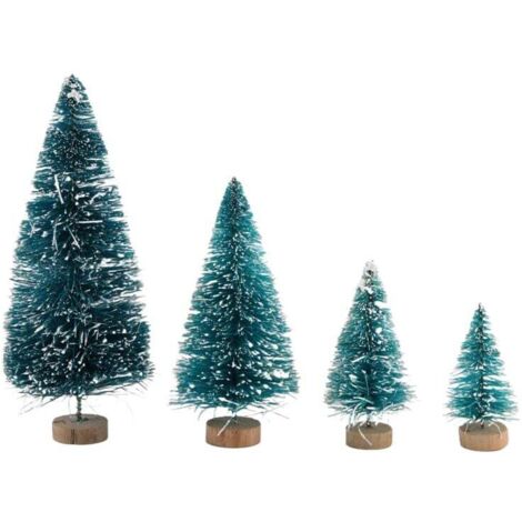 60 Mini Ornements de Table en Sisal Neige Givre avec Base Bois pour Décoration de Noël Hiver