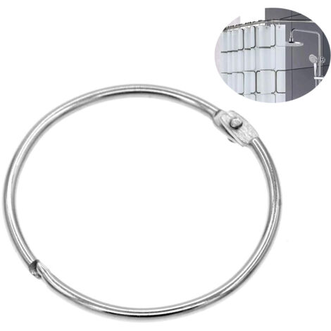 (60 mm), 20 piezas, anillo de metal para cortina de ducha, fácil de abrir y cerrar, paquete de 20 hebillas de anillo de cortina plateadas para baño