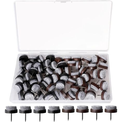 60 Pack Furniture Pads, 20MM Nail-on Chair Pads, Round Felt Chair Glides Easy Installation for Table Chair Legs Furniture Floor Protection