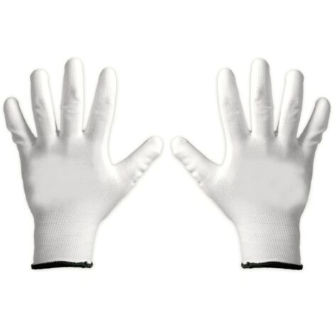 60 PAIA GUANTI LAVORO POLIURETANO GUANTO COPPIA BIANCHI 01WW TAGLIA 10