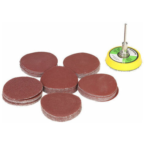 60 Pcs 50mm 2" Disque De Poncage 100-2000 Papier Abrasif, Avec Outil Rotatif De Plaque De Tampon De Polissage Abrasif De 2 Pouces