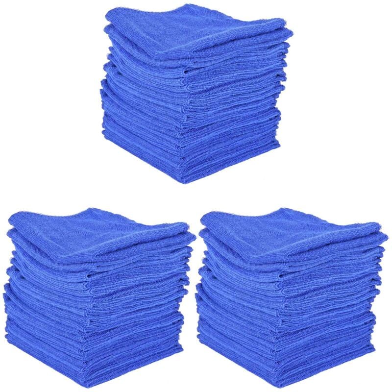 60 Pcs Absorbant Microfibre Serviette Voiture Maison la Cuisine Laver Nettoyer Lavage Tissu Bleu