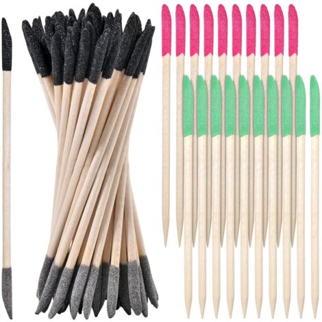 60 Pcs bâtons de ponçage bâtons d’allumettes à Double fin brins de ponçage détails fins bâtons de polissage détails fins outils de ponçage pour les espaces serrés modèles en plastique bois