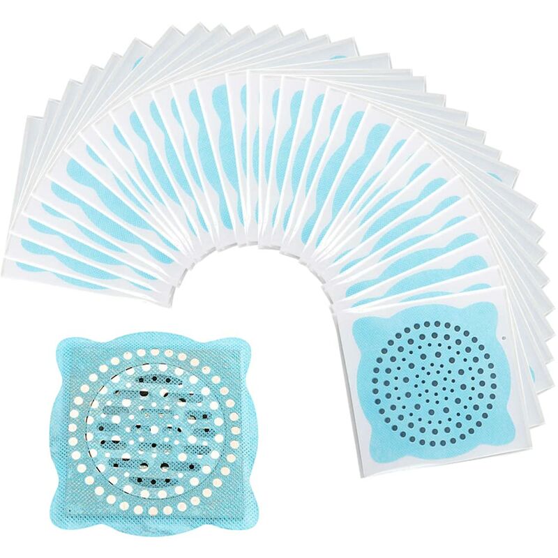 Tumalagia - 60 Pcs Floor Drain Stickers Shower Kitchen Stickers Easy Installation Disposable Hair Strainer for Bathroom Kitchen Dog Hair Net Stickers