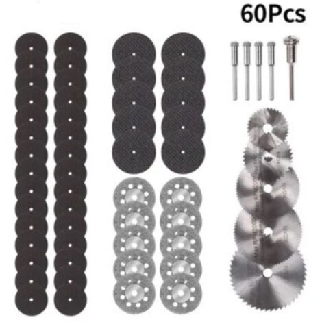 60 Pcs Mini Disque Diamant à Tronçonner Mini Lame de Scie Circulaire HSS Mini Disque de Coupe pour Bois Verre Plastique Métal Pierre