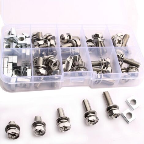 60 pezzi (30 set) Viti e dadi per batteria moto, dadi e bulloni terminali batteria moto M6x10/12/16/18/20mm, bullone batteria scooter per ATV, scooter, bicicletta, fai da te