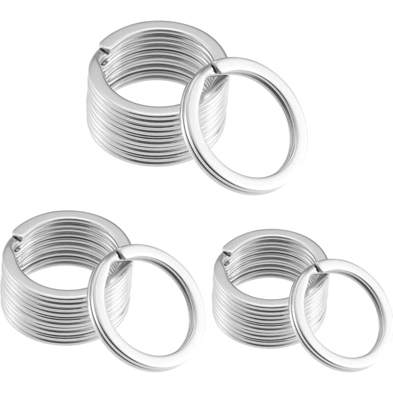 60 pièces porte-clés en acier inoxydable, ø 20 mm, 25 mm, 30 mm porte-clés, porte-clés rond plat, anneau fendu, Ensoleillé