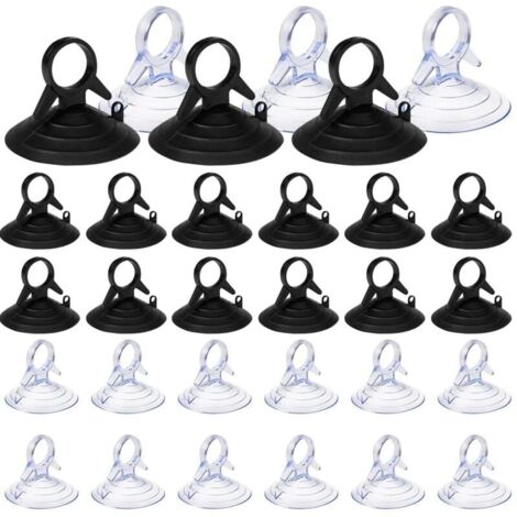 60 Pices Ventouse pare Soleil, 45mm Ventouse Sans Crochets Ventouse, PVC Ventouses Mini Ventouse Transparente et Noire Ventouse, Ventouse pour Vitre