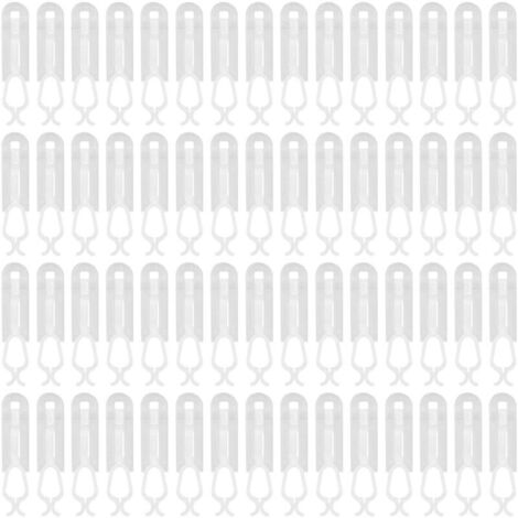 60-Piece Plastic Christmas Light-Up Clips, Soft, Flexible, Waterproof, Small Hooks, Tree Decoration, White