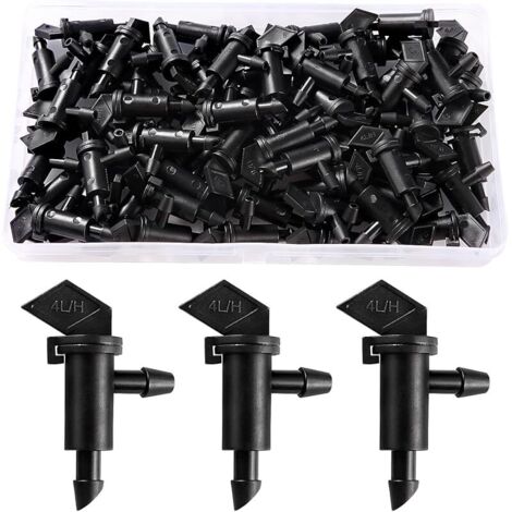 60 Pièces 1 GPH 4 L/h Émetteurs Goutte à Goutte pour Drapeau, Émetteur de Goutte à Goutte pour Gazon d'arrosage de Jardin, Émetteurs d'irrigation Goutte à Goutte, Noir