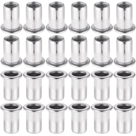 60 Pièces 304 Ecrou a Sertir M8 en Acier Inoxydable Tête Plate Ecrou Aveugle Rivet Fileté Ecrou a Rivet pour pince à insert fileté