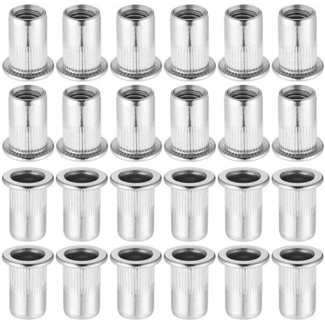 60 Pièces 304 Ecrou a Sertir M8 en Acier Inoxydable Tête Plate Ecrou Aveugle Rivet Fileté Ecrou a Rivet pour pince à insert fileté