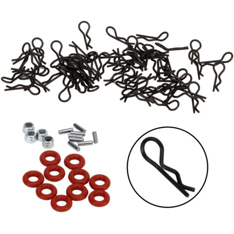 60 pièces attaches de carrosserie voiture RC 12mm longueur 0.6mm diamètre universelles pour 1/16 1/18 modèle noir