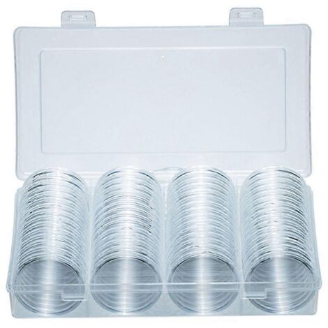 60 pièces boîte de rangement pour médailles commémoratives argentées, étui rond de 40 mm en argent, coffret de présentation pour pièces de monnaie, support de collection de jetons.