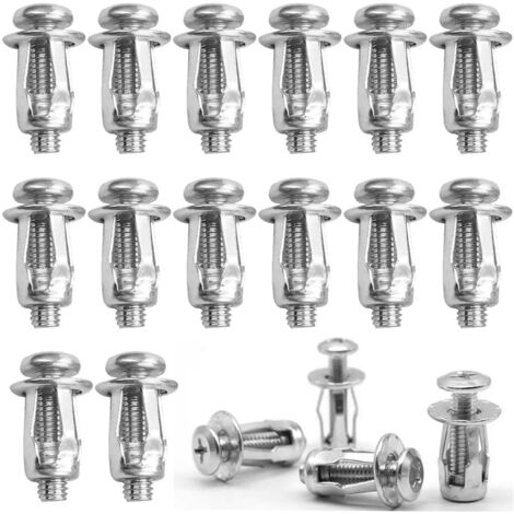 60 Pièces Chevilles métalliques à expansion, chevilles en métal pour cavités creuses, Fixations pour Portes Creuses, Chevilles de Fixation de Tôle, Convient aux Murs Creux fer Métal(M4/M5/M6)