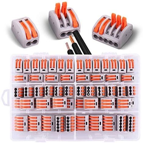 60 pièces Connecteurs électriques avec levier de commande,20pcs 2 entrées, 30pcs 3 entrées,10pcs 5 entrées Blanc (2/3/5)
