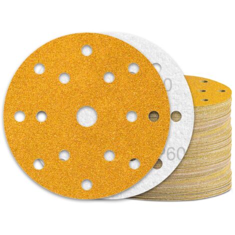 60 Pièces Disque Abrasif 150mm Grain 60 15 Trous pour Ponceuse Excentrique