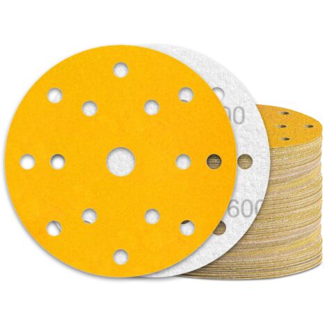 60 Pièces Disque Abrasif 150mm Grain 600 15 Trous pour Ponceuse Excentrique