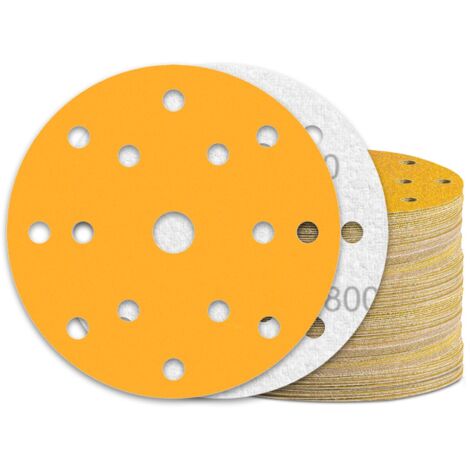 60 Pièces Disque Abrasif 150mm Grain 800 15 Trous pour Ponceuse Excentrique
