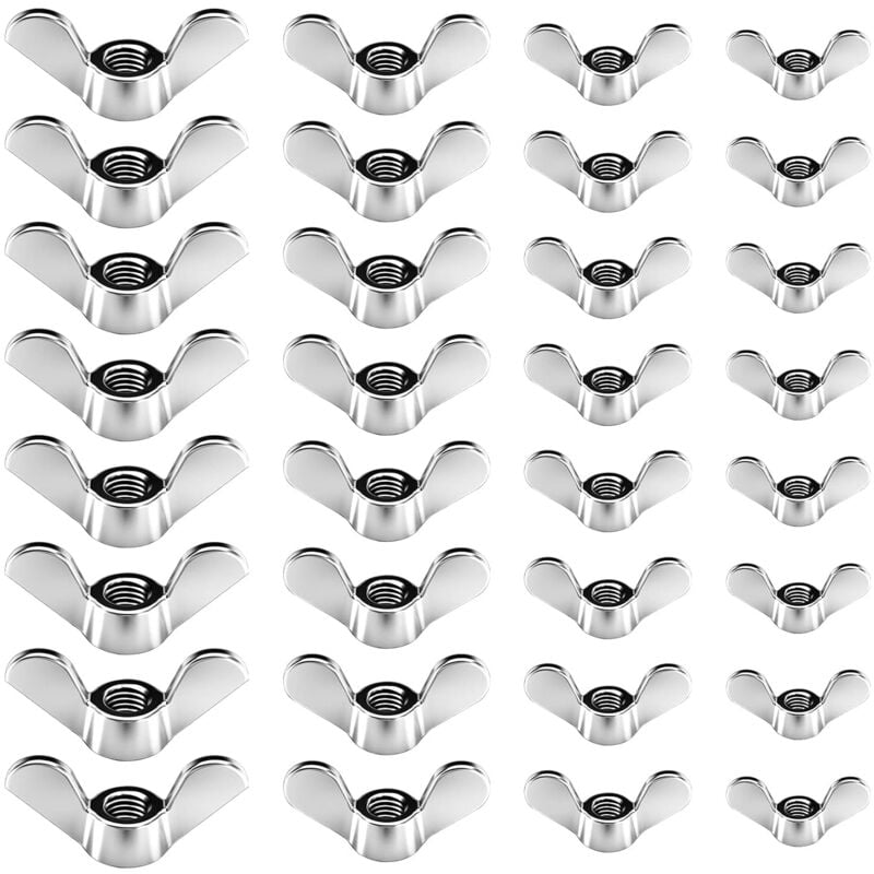 60 pièces écrous à oreilles en acier inoxydable écrou papillon M4 M5 M6 M8 papillon boulons à ailettes Kit d'assortiment de filetage métrique pour