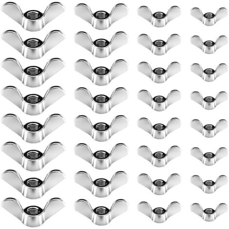 60 pièces écrous à oreilles en acier inoxydable écrou papillon M4 M5 M6 M8 papillon boulons à ailettes Kit d'assortiment de filetage métrique pour accessoires outils de bricolage