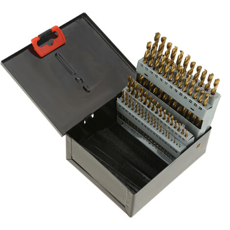 60 Pièces Forets Hélicoïdaux en Acier Rapide, Coffret de Perçage avec Boîte en Fer Noir, Ensemble d'Outils de Précision