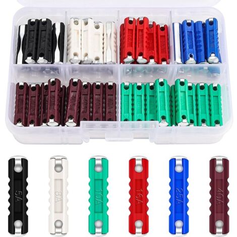 60 Pièces Fusible Torpille, Torpedo de Fusible Automobile 5A 8A 10A 16A 25A 40A Fusibles de Voiture Continentaux pour Voiture Classique Voiture Moto