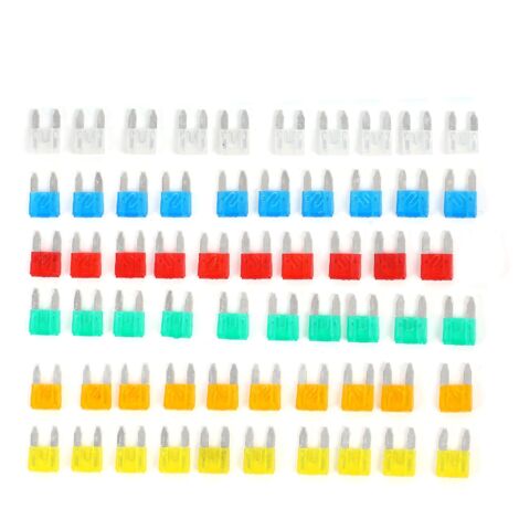 60 pièces fusibles automobiles miniatures en plastique argenté pour pièces intérieures voiture et protection auto