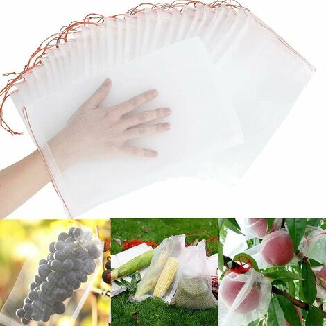 60 Pieces Grapes Fruit Protection Bag, Reusable Fruit Organza Bag Mesh Mesh Bags with Drawstring Storage Bags for Fruits Vegetables (15 x 25cm)