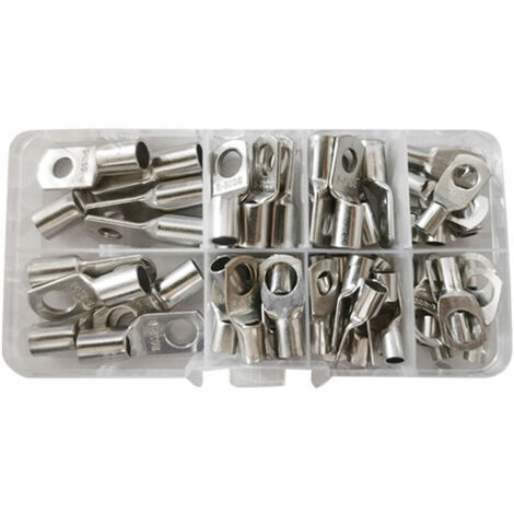 60 pièces Jeu de cosses de câble Cosses de câble 6-25 mm² en cuivre étamé Extrémités de câble de batterie Connecteurs à sertir Cosses à anneau