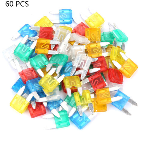 60 pièces Mini Fusibles Lames Multicolores pour Voiture et Camion - Assortiment Taille S