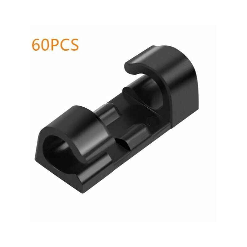 Hoopzi - 60 pieces of cable ties, cable holder with adhesive base, cable tie set for desk, power cord, black