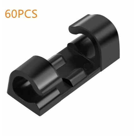 60 pieces of cable ties, cable holder with adhesive base, cable tie set for desk, power cord, black