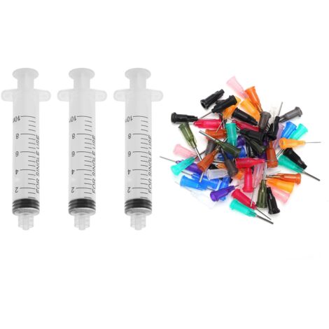60 Pièces Seringue Plastique 10ML avec 3 Aiguilles, Outil Manuel Industriel Jetable à Vis