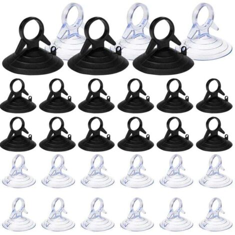 60 Pièces Ventouse pare Soleil, 45mm Ventouse Sans Crochets Ventouse, PVC Ventouses Mini Ventouse Transparente et Noire Ventouse, Ventouse pour Vitre