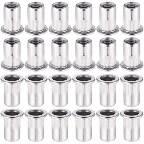 60 piezas 304 tuerca de remache de acero inoxidable M8 tuerca ciega de cabeza plana tuerca de remache roscada para alicates de inserción de rosca