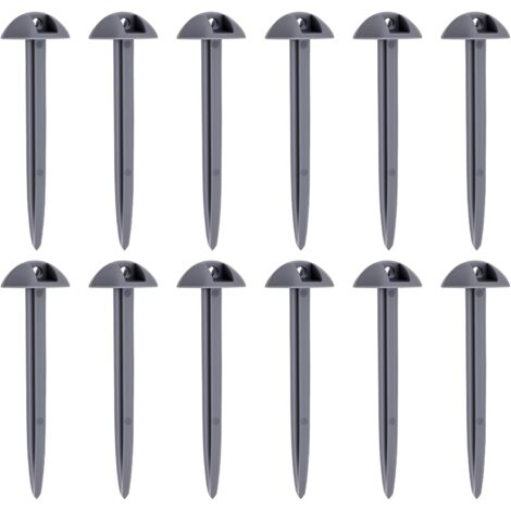 60 piquetas grises con forma de hongo (9,5 cm) para fijar correas y lonas al suelo
