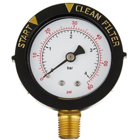 60 psi Manometer für Pool- und Spa-Ventile  1/4-Zoll-NPT-Anschluss für Bodenmontage  Kompatibles Ersatzmanometer für Pentair 190058  Filterdrucküberwachungsinstrument