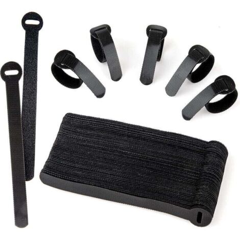 60 reusable black cable ties - for PC, TV, office, cord organization