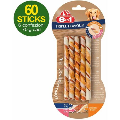 60 rouleaux Triple Saveur avec triple saveur de poulet, boeuf et porc - OFFRE ECONOMIQUE 6 paquets de 10 rouleaux chacun