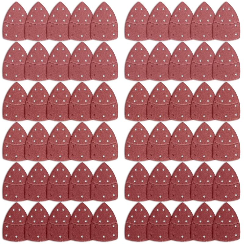 60 Sanding Sheets for Sander, Triangles Sanding Paper Mouse Sander, Mouse Sander Sandpaper for Bosch Multi-Sander Sanders, 11 Assorted Holes Grit