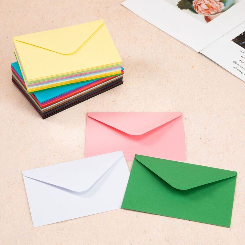 60 sobres de cartón de colores - Sobres pequeños de colores - 20 colores - Ideales para tarjetas de felicitación, bodas, Navidad y manualidades - 10