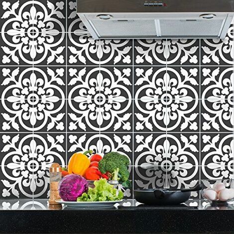 60 Stickers adhésifs carrelages | Sticker Autocollant Carrelage - Mosaïque carrelage mural salle de bain et cuisine | Carrelage adhésif - nuance de gris classiques - 10 x 10 cm - 60 pièces