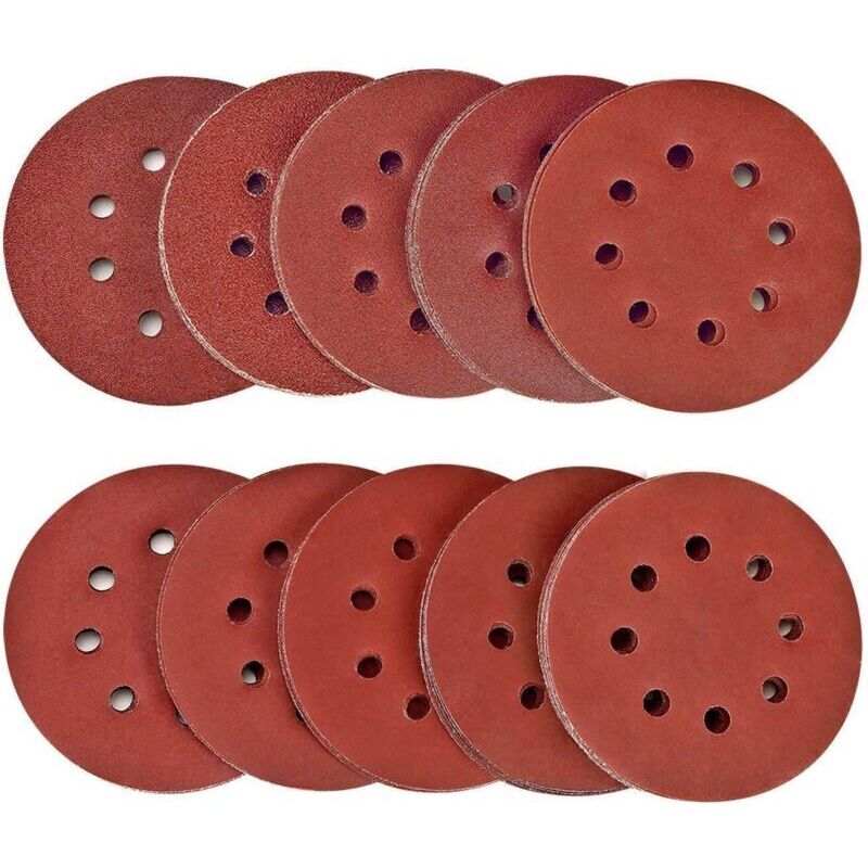 Image of 60 Stück 125 mm Schleifscheiben, Körnung 60, 8-Loch-Schleifpapier, ideal zum Schleifen/Polieren
