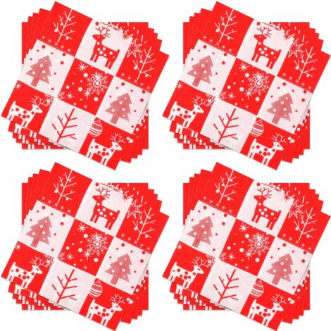 60 Stück Einweg-Weihnachtsservietten, Weihnachtsbaum- und Rentier-Cocktailservietten, weihnachtliche Papierservietten, dekorative Servietten für Weihnachtsdinner-Party-Zubehör, 33 x 33 cm