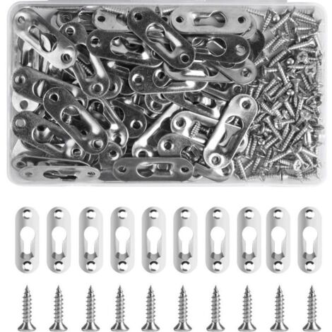 60 Supports de Montage Dissimulés en Métal pour Tableaux, Cadres Photo, Armoires et Miroirs – Avec 120 Vis incluses