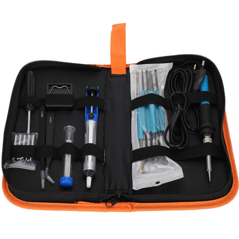 60-W-Lötkolben-Set mit Entlötpumpe, 19-teilig, einstellbare Temperatur, Spitzenhalter (220 V EU)