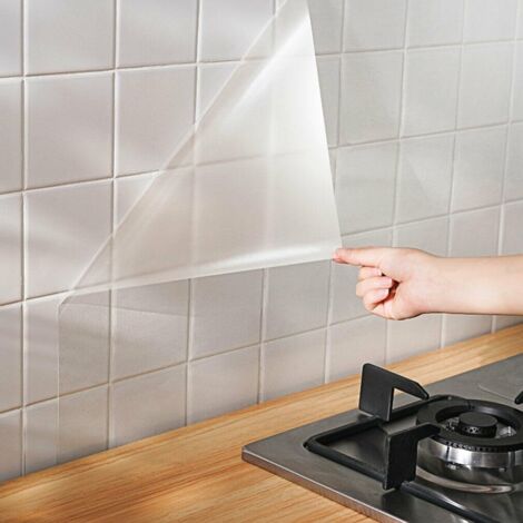 LONGZIMING 60 x 300 cm Film adhésif transparent pour cuisine, imperméable et résistant à l'huile pour meubles, résistant à la chaleur et aux éclaboussures