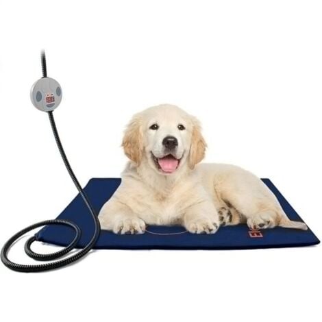 CYSLMUK 60 x 45 cm Haustier-Heizkissen, elektrische Hunde-Heizmatte, 7 Temperaturstufen, waschbare Sicherheitsdecke, beheiztes Bett mit Anti-Kau-Kabel für Lapi