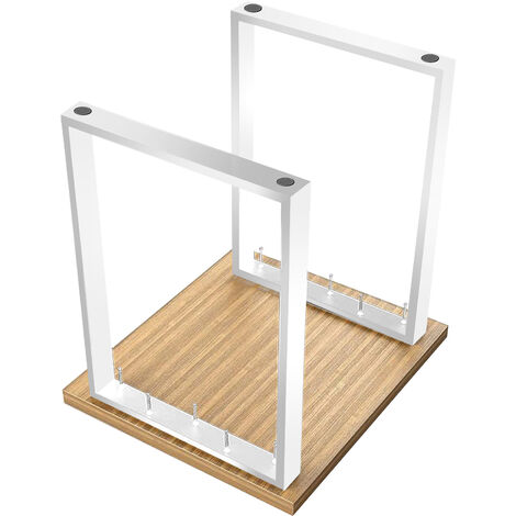 60 x 72cm Lot de 2 Support de pied de table en métal/acier, industriels, pour table à manger, bureau, rectangle, Blanc